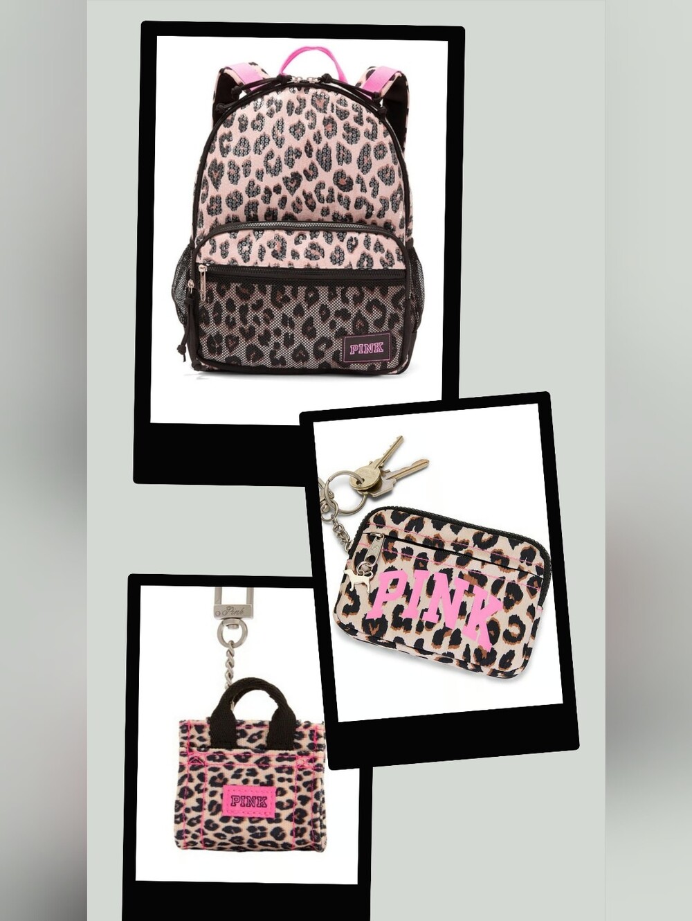 PINK Leopard Sequin Backpack 3 Piece Bundle